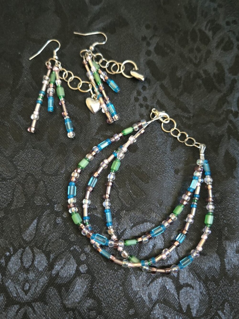 HANDMADE Boho Style Beaded Bracelet and Earrings Set